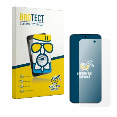 Parte frontal de un envase de producto con el logotipo de la marca BROTECT. Al lado se muestra el dispositivo Huawei Nova 16 c