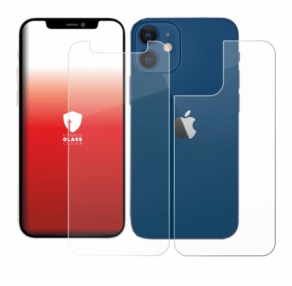 Imagen del dispositivo Apple iPhone 12 mini (Frontal+Trasero) con una amplia variedad de protectores de pantalla.