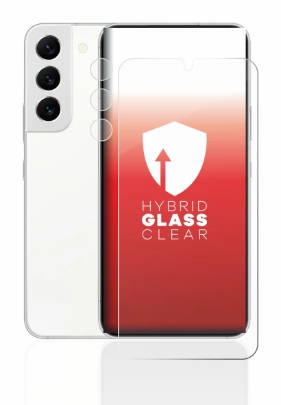 Imagen del dispositivo Samsung Galaxy S22 5G (Frontal+Cámara) con una amplia variedad de protectores de pantalla.