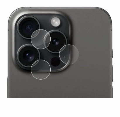 Imagen del dispositivo Apple iPhone 15 Pro (SÓLO Cámara) con una amplia variedad de protectores de pantalla.