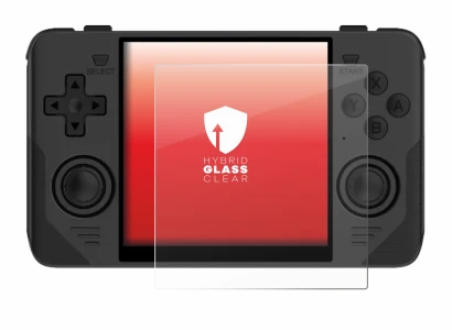 Imagen del dispositivo Powkiddy RGB30 con una amplia variedad de protectores de pantalla.