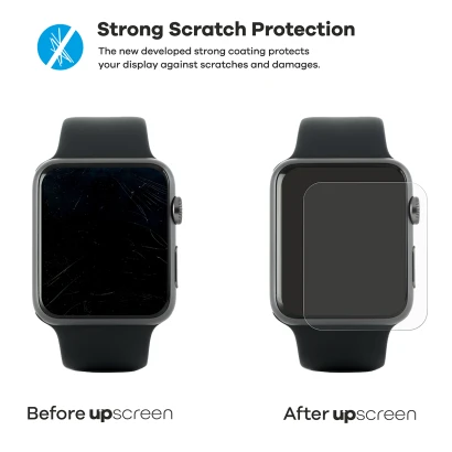 2 smartphones – uno con upscreen, otro sin. Cada uno está acompañado por 2 llaves. El smartphone sin upscreen está muy rayado,