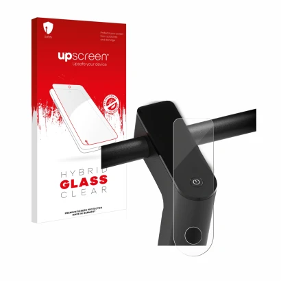 Parte frontal de un envase de producto con el logotipo de la marca upscreen. Al lado se muestra el dispositivo Xiaomi Mi 4 Pro