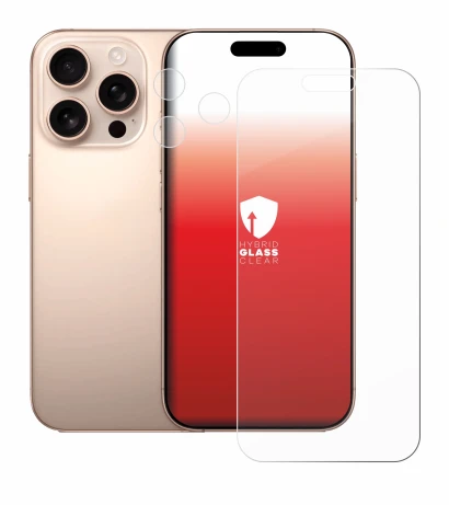 Imagen del dispositivo Apple iPhone 16 Pro Max (Frontal+Cámara) con una amplia variedad de protectores de pantalla.