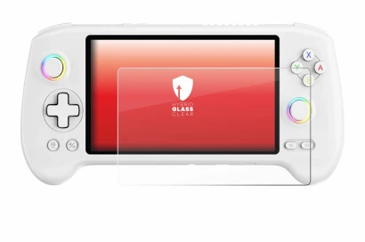 Imagen del dispositivo Anbernic RG557 con una amplia variedad de protectores de pantalla.