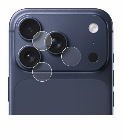 Imagen del dispositivo Apple iPhone 17 Pro (SÓLO Cámara) con una amplia variedad de protectores de pantalla.