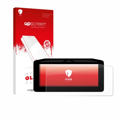 Parte frontal de un envase de producto con el logotipo de la marca upscreen. Al lado se muestra el dispositivo Ducati Streetfi