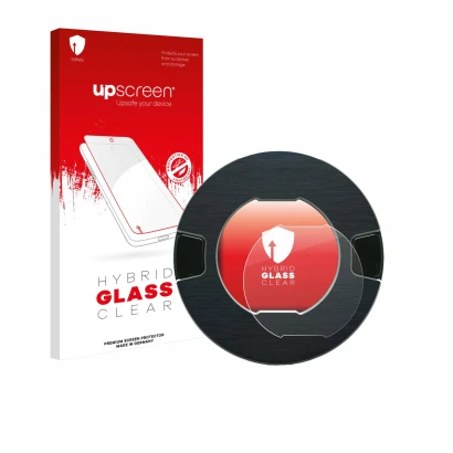 Parte frontal de un envase de producto con el logotipo de la marca upscreen. Al lado se muestra el dispositivo OOONO P-DISC NO