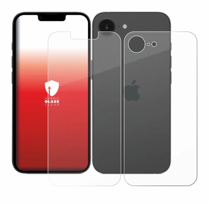 Imagen del dispositivo Apple iPhone 17e (Frontal+Trasero) con una amplia variedad de protectores de pantalla.