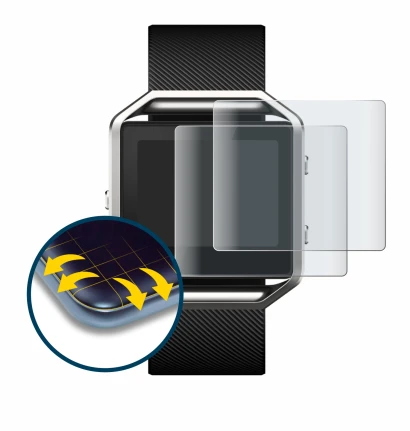 Imagen del dispositivo Fitbit Blaze con una amplia variedad de protectores de pantalla.