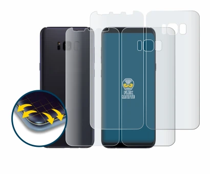 Imagen del dispositivo Samsung Galaxy S8 (Frontal+Trasero) con una amplia variedad de protectores de pantalla.