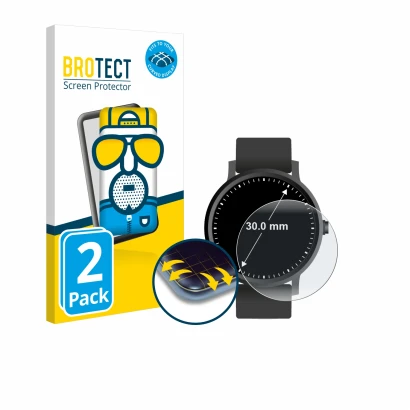 Parte frontal de un envase de producto con el logotipo de la marca BROTECT. Al lado se muestra el dispositivo Circular Display