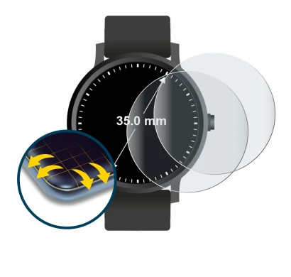 Imagen del dispositivo Circular Displays (ø: 35 mm) con una amplia variedad de protectores de pantalla.