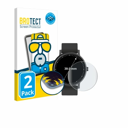 Parte frontal de un envase de producto con el logotipo de la marca BROTECT. Al lado se muestra el dispositivo Circular Display