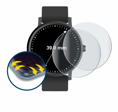 Imagen del dispositivo Circular Displays (ø: 39 mm) con una amplia variedad de protectores de pantalla.