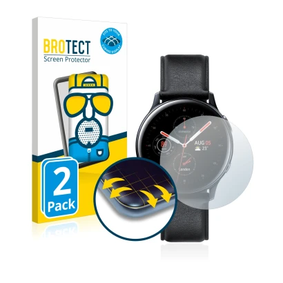 Parte frontal de un envase de producto con el logotipo de la marca BROTECT. Al lado se muestra el dispositivo Samsung Galaxy W