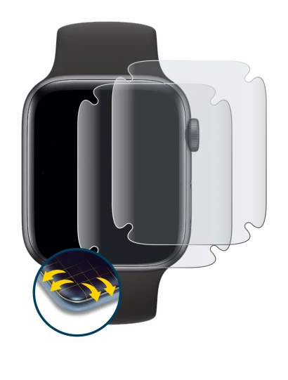 Imagen del dispositivo Apple Watch SE (44 mm) con una amplia variedad de protectores de pantalla.
