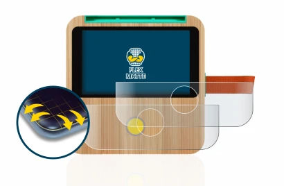 Imagen del dispositivo tigerbox Touch con una amplia variedad de protectores de pantalla.