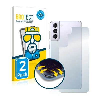 Parte frontal de un envase de producto con el logotipo de la marca BROTECT. Al lado se muestra el dispositivo Samsung Galaxy S