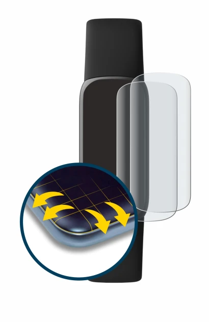 Imagen del dispositivo Fitbit Luxe con una amplia variedad de protectores de pantalla.