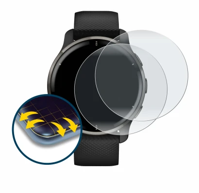 Imagen del dispositivo Garmin Venu 2 Plus con una amplia variedad de protectores de pantalla.