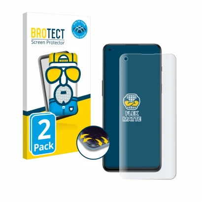 Parte frontal de un envase de producto con el logotipo de la marca BROTECT. Al lado se muestra el dispositivo OnePlus Nord 2T 