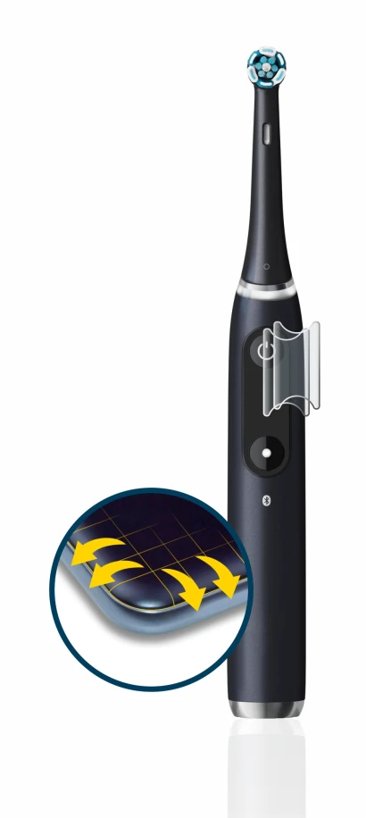 Imagen del dispositivo Oral-B iO 6 con una amplia variedad de protectores de pantalla.