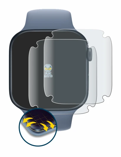 Imagen del dispositivo Apple Watch Series 8 (45 mm) con una amplia variedad de protectores de pantalla.