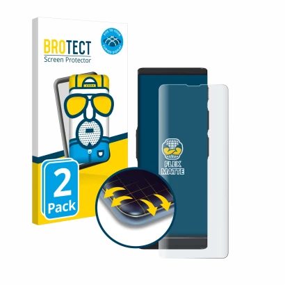 Parte frontal de un envase de producto con el logotipo de la marca BROTECT. Al lado se muestra el dispositivo Vasco Translator