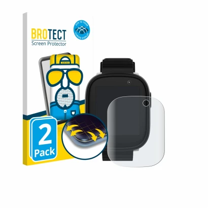 Parte frontal de un envase de producto con el logotipo de la marca BROTECT. Al lado se muestra el dispositivo Xplora X6 Play 2