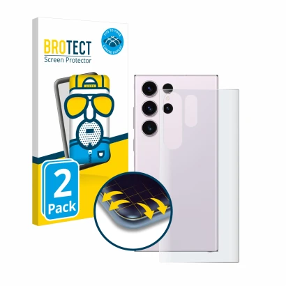 Parte frontal de un envase de producto con el logotipo de la marca BROTECT. Al lado se muestra el dispositivo Samsung Galaxy S