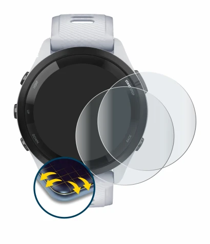 Imagen del dispositivo Garmin Forerunner 265 (46 mm) con una amplia variedad de protectores de pantalla.