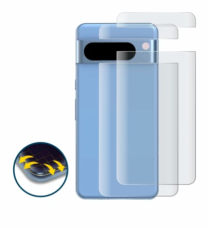 Imagen del dispositivo Google Pixel 8 Pro (Trasero) con una amplia variedad de protectores de pantalla.