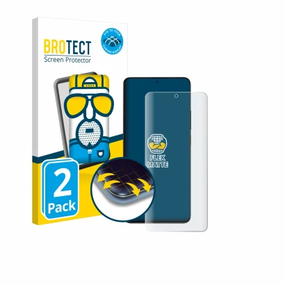 Parte frontal de un envase de producto con el logotipo de la marca BROTECT. Al lado se muestra el dispositivo Xiaomi Poco X6 P