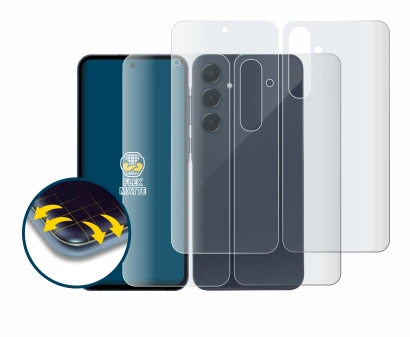 Imagen del dispositivo Samsung Galaxy A55 5G (Frontal+Trasero) con una amplia variedad de protectores de pantalla.