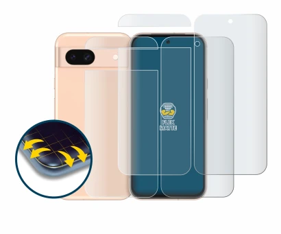 Imagen del dispositivo Google Pixel 8a (Frontal+Trasero) con una amplia variedad de protectores de pantalla.