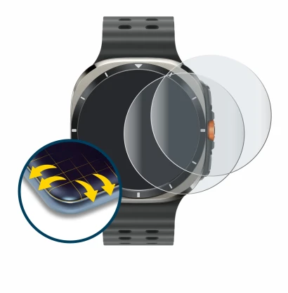 Imagen del dispositivo Samsung Galaxy Watch Ultra (47 mm) con una amplia variedad de protectores de pantalla.