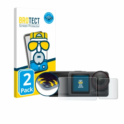 Parte frontal de un envase de producto con el logotipo de la marca BROTECT. Al lado se muestra el dispositivo DJI Osmo Action 