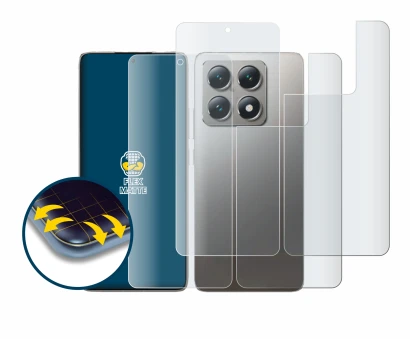 Imagen del dispositivo Xiaomi 14T (Frontal+Trasero) con una amplia variedad de protectores de pantalla.