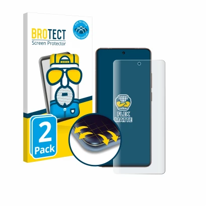 Parte frontal de un envase de producto con el logotipo de la marca BROTECT. Al lado se muestra el dispositivo realme GT 7 Pro 