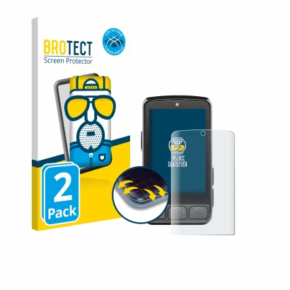 Parte frontal de un envase de producto con el logotipo de la marca BROTECT. Al lado se muestra el dispositivo Wahoo Elemnt Roa