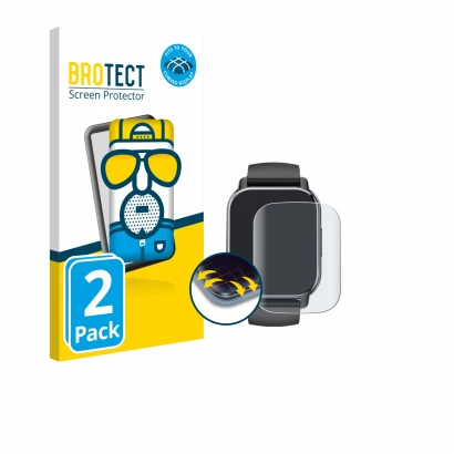 Parte frontal de un envase de producto con el logotipo de la marca BROTECT. Al lado se muestra el dispositivo Poounur T80 1.95