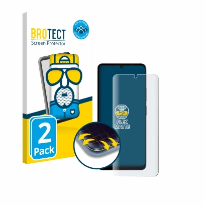 Parte frontal de un envase de producto con el logotipo de la marca BROTECT. Al lado se muestra el dispositivo Doogee Note 59 P