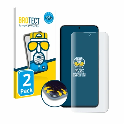 Parte frontal de un envase de producto con el logotipo de la marca BROTECT. Al lado se muestra el dispositivo Samsung Galaxy S