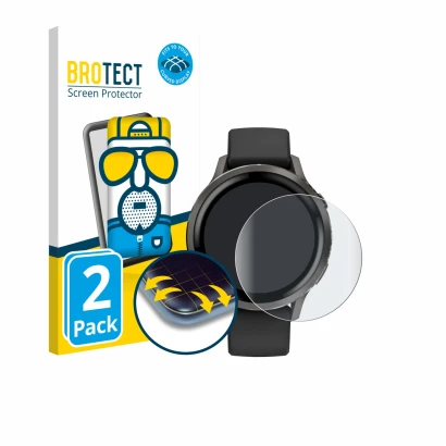 Parte frontal de un envase de producto con el logotipo de la marca BROTECT. Al lado se muestra el dispositivo Garmin Venu 4 (4