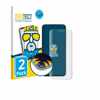 Parte frontal de un envase de producto con el logotipo de la marca BROTECT. Al lado se muestra el dispositivo Huawei Mate 80 c