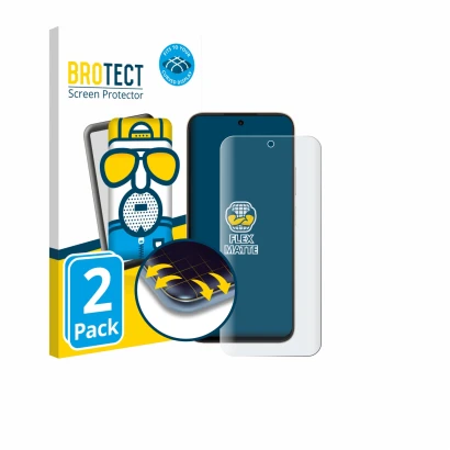 Parte frontal de un envase de producto con el logotipo de la marca BROTECT. Al lado se muestra el dispositivo Oppo A6t 4G con