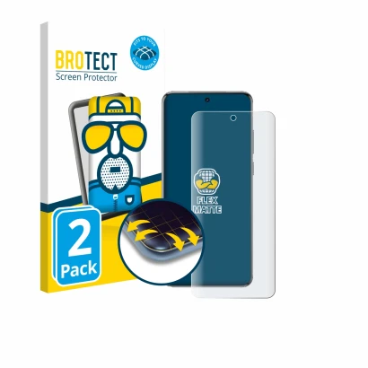 Parte frontal de un envase de producto con el logotipo de la marca BROTECT. Al lado se muestra el dispositivo Vivo X200T con s