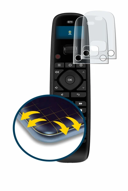 Imagen del dispositivo Sofabaton U2 con una amplia variedad de protectores de pantalla.