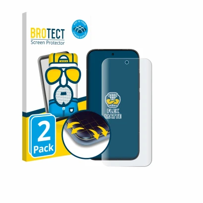 Parte frontal de un envase de producto con el logotipo de la marca BROTECT. Al lado se muestra el dispositivo Xiaomi Poco X8 P